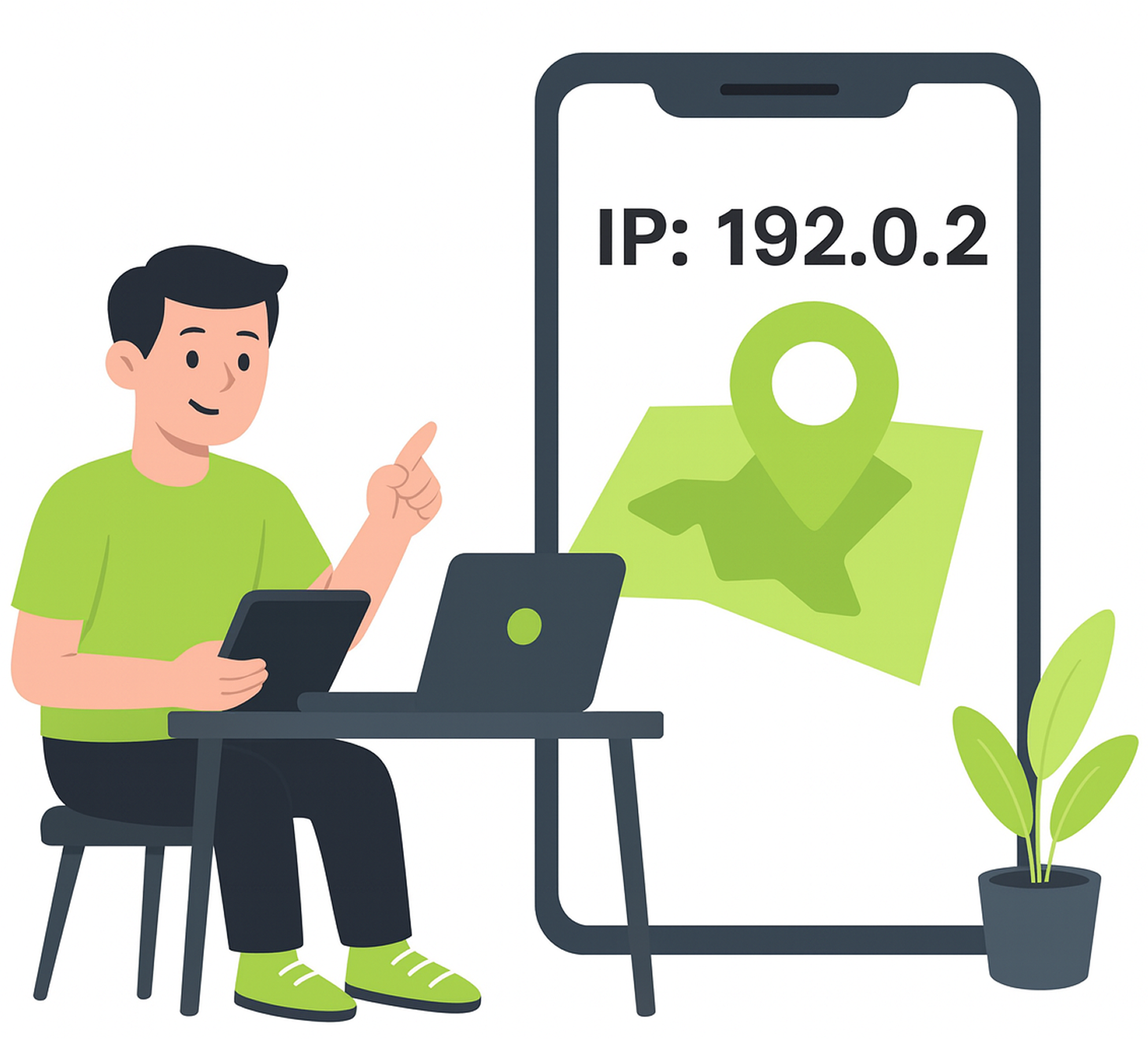Graphic of PHP IP Geolocation Software with developers discussing code