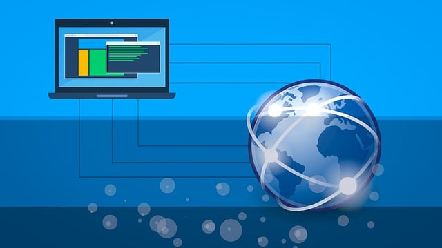 Image showing a laptop connected with the world through the Internet.