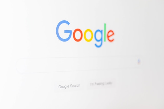 The Google search engine home page. 