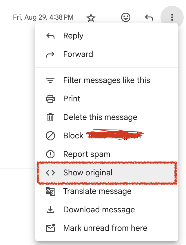 A screenshot showing how to check someone’s IP address using email.