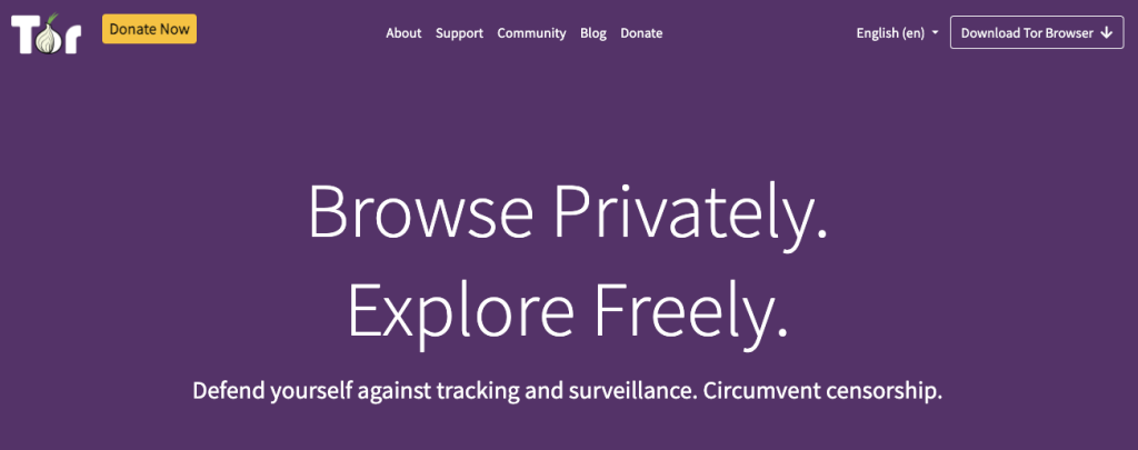 A screenshot showing the home screen of Tor Browser.