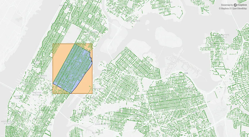 8 - GeoPlugin - Resources A map showing R-tree spatial indexing with highlighted bounding boxes over Manhattan street network.