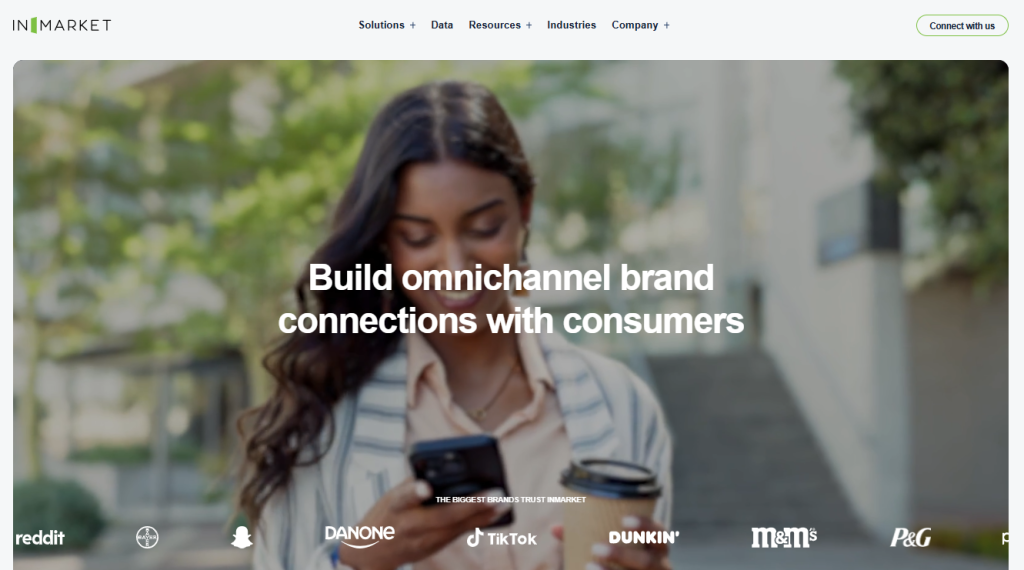 image - GeoPlugin - Resources InMarket Solutions homepage with the main menu and the Connect with us button